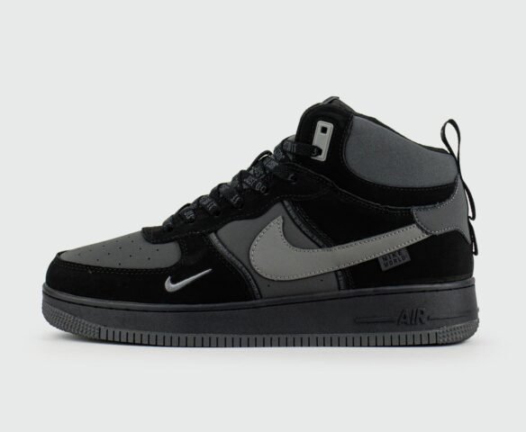 Зимние Nike Air Force 1 Mid Black / Grey