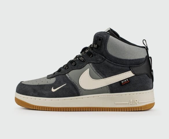 Зимние Nike Air Force 1 Mid Blue / L.Grey серые
